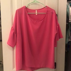 Red Lolly Blouse, Size Small, Hot Pink